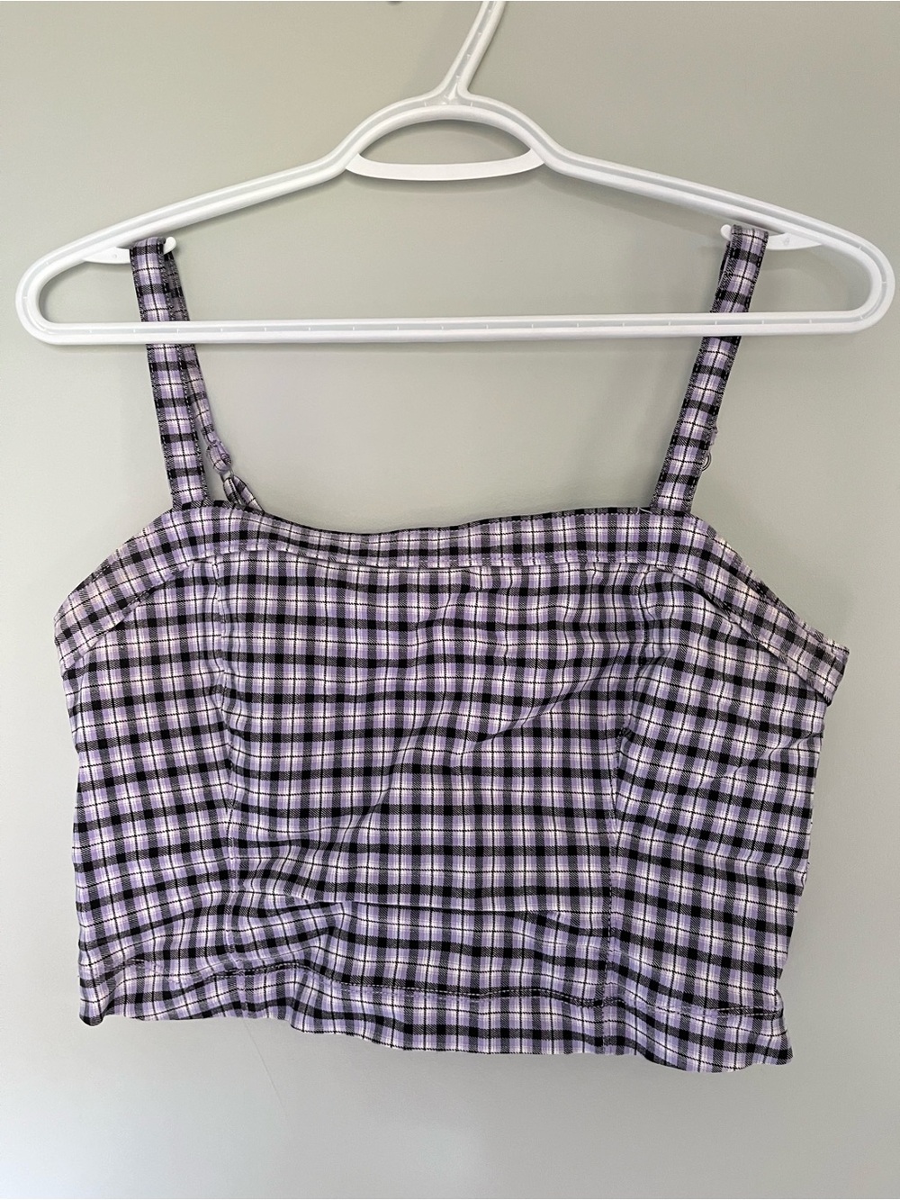 Matching Purple Plaid Square Neck Crop Tank Top and Pants